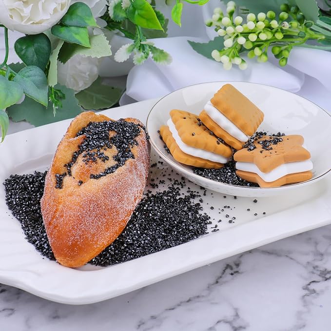 Black Sprinkles, Black Sanding Sugar Sprinkles for Cake Decorating, Sanding Crystal Sugar 130g/4.59oz, Cupcake, Ice Cream, Cookie and Donuts Toppings, Wedding, Birthday Party Supplies
