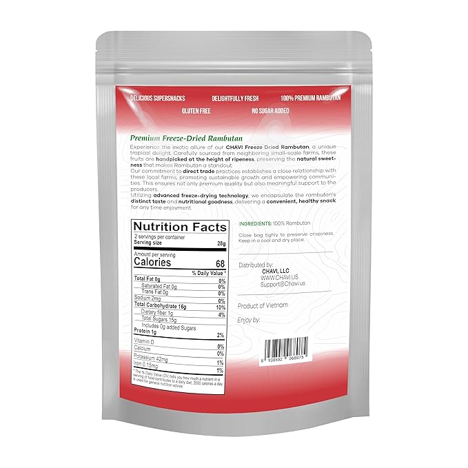 CHAVI Freeze-Dried Rambutan - 2 Oz - Healthy 1 Ingredient Superfood Supersnacks - No Added Sugars or Preservatives - Non-GMO, Vegan, Gluten-Free??,<div>