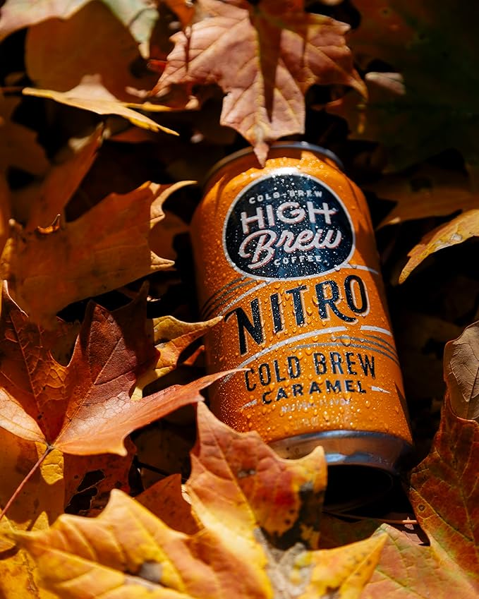 High Brew Coffee | Nitro Cold Brew | Sugar-Free and Dairy-Free, 200mg Natural Caffeine, Smooth Low-Acid Coffee Infused with Nitrogen, Ready-to-Drink | 10 oz Can (Caramel)