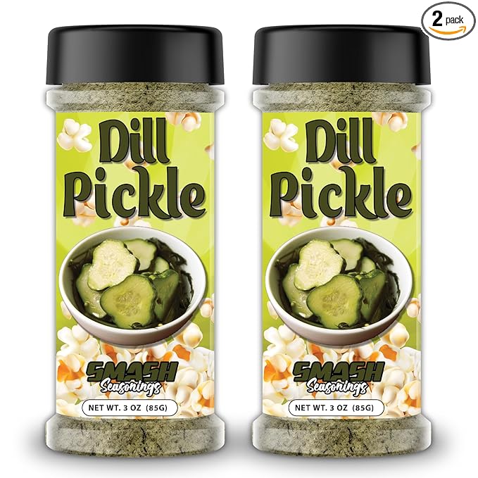 Dill Pickle Popcorn Seasoning Shaker ??2 Pack Tangy Snack Blend with Premium Dill & Vinegar ??Bold Gourmet Sprinkle for Popcorn, Chips, Fries, Veggies, Potatoes, Sandwiches, Snacks, Meals, Parties
