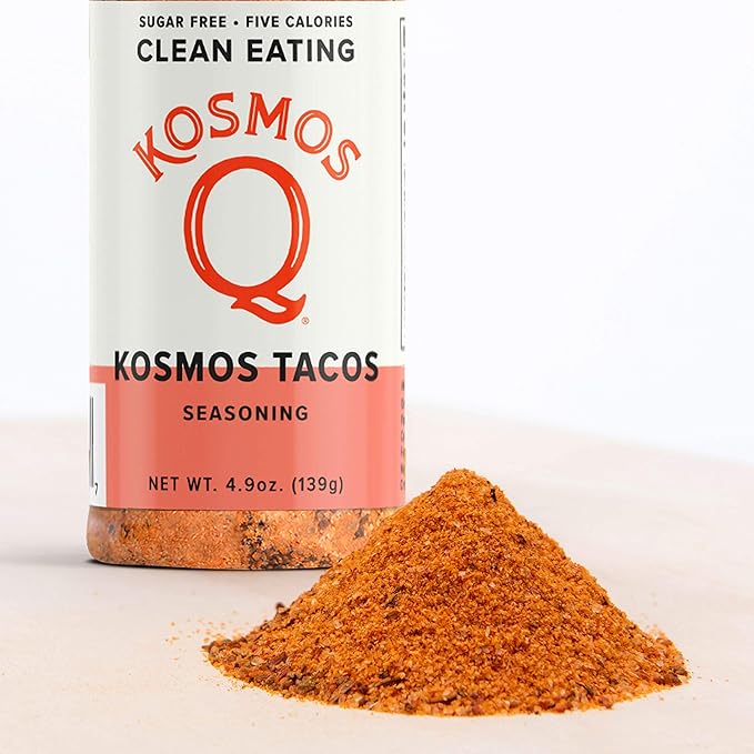 Kosmos Q Taco Seasoning, Bold Natural Fajita & Taco Spice Mix for Beef, Chicken, Pork & Veggies, with Smoked Paprika, Garlic, Cumin & Fennel Seed, Sugar-Free, Paleo & Keto Friendly, 4.9 Oz Bottle