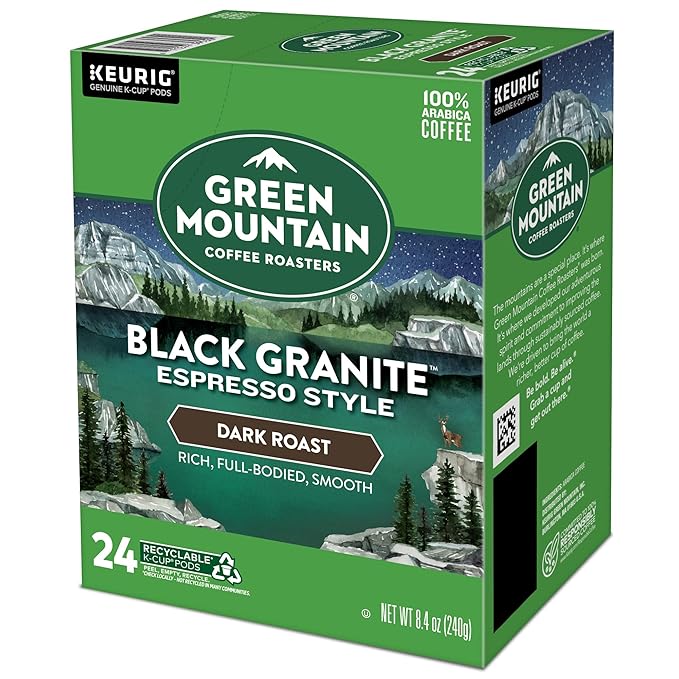 Green Mountain Coffee Roasters Black Granite, Keurig Single Serve K-Cup Pods, Espresso Style Dark Roast, 96 Count