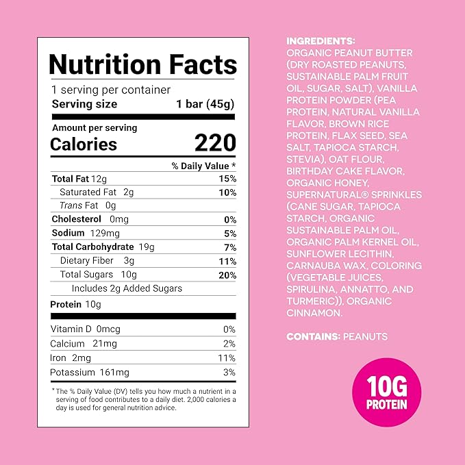 FROPRO Plant Protein Snack Bars - Plant Based Protein Bars, All-Natural, Gluten, Dairy, & Soy Free, High Protein Bars with Low Calories | Birthday Cake, 24 Pack