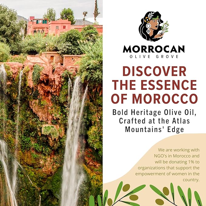 MOROCCAN OLIVE GROVE - The Red Olive Oil, Bold & Dynamic Cold-Pressed Desert Olive Oil Extra Virgin, Versatile Cooking Essential Made from Single-Origin Fresh Olives, 2-Pack, 500 ml per Bottle