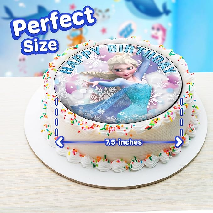 7.5x Inch Edible Cake Toppers ?밯inter Princess Themed Birthday Party Collection of Edible Cake Decorations