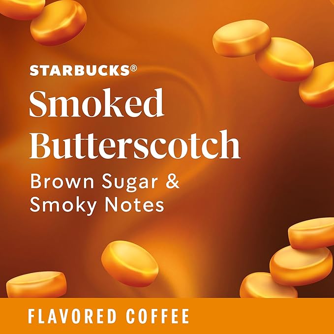 Starbucks K-Cup Coffee Pods, Smoked Butterscotch Flavored for Keurig Makers, 100% Arabica, Limited Edition, 1 Box (22)