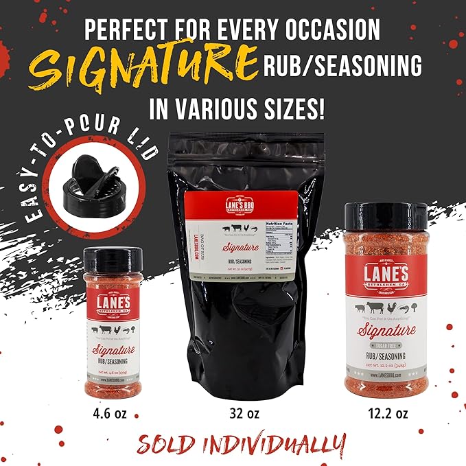 Lane's Signature BBQ Seasoning Rub, All-Natural BBQ Seasonings and Rubs, Perfect for Beef, Meat, Chicken & Pork Rub Seasoning, Made in USA, 12.2 Oz