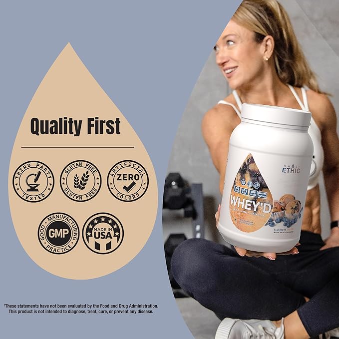 Whey'd Protein Powder, 25 G Whey Protein Blend with Concentrate, Isolate & Hydrolysate, Low Lactose & Digestive Enzymes for Easy Mixing & Smooth Texture, Blueberry Muffin, 25 Servings