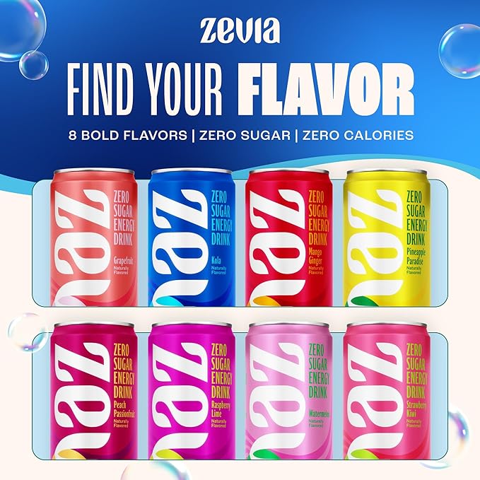 Zevia Zero Sugar Energy Drink, Kola, 12 oz Cans (12-Pack) – Naturally Sweetened, Non-GMO Project Verified, Gluten-Free, Vegan