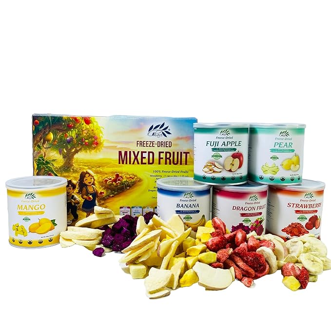 CHAVI Freeze Dried Fruits - Mixed | 6 in 1 | No Added Sugars or Preservatives - Non-GMO, Vegan, Gluten-Free | Gift Box | 230 g | 8.1 oz | 6 Cans