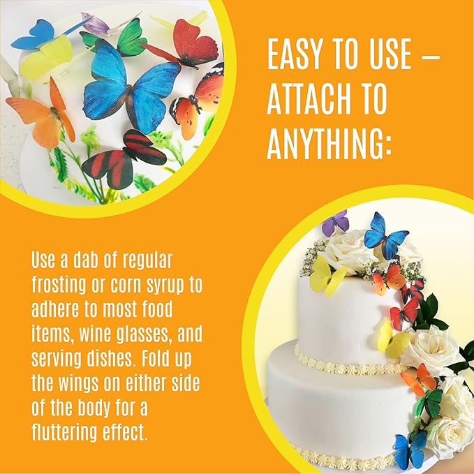 Sugar Robot Edible Butterflies for Cake Decorating- Large Size Butterfly Decorations - Cake Toppers and Cupcake Toppers - Made in the USA - Premium Crafted (Rainbow)