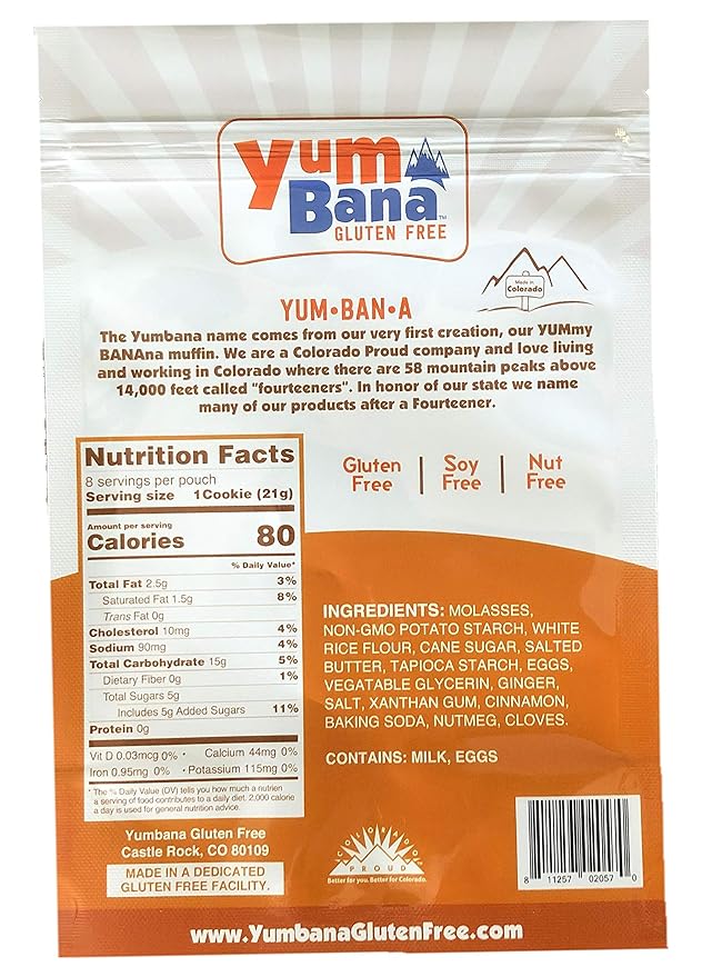 Yumbana Gluten Free Molasses Spice Cookies - Soy Free, Nut Free Cookies - No Artificial Flavors or Preservatives - Great for Snacks and Parties - 2 Pack