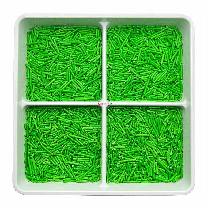 SE Si&Moos Grass Green Jimmies Sprinkles Green Grass Sprinkles for Cake Decorating Edible Crunchy Jimmies for Topping Ice Cream, Cookies, Cakes, Cupcakes, Dessert Decorating 3 OZ