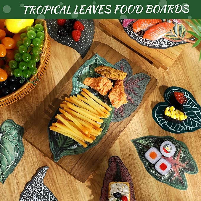 90 Pcs Parchment Paper Leaves, 8.66 in Charcuterie Board Tropical Parchment Paper Leaves Cheese Decorative Parchment for Table Festival Tropical Party Serving