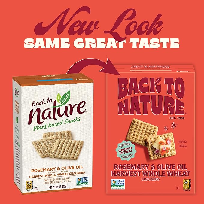 Back to Nature - Rosemary & Olive Oil Harvest Whole Wheat Crackers - Non-GMO, Made with Whole Grain Wheat & Sea Salt, - Seriously Tasty Snacks - 7 Ounce (Pack of 12)