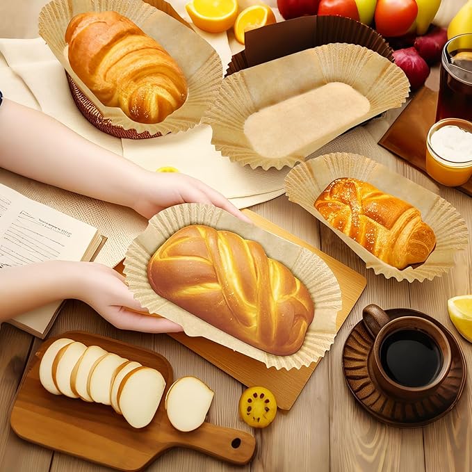 100 Pack 7.5 Inch Loaf Pan Liners, Non-Stick Cake Baking Sheets, Unbleached & Greaseproof Baking Paper for Cookies, Cupcakes, Bread.