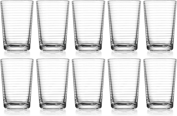 Glaver's Juice Glasses 7 oz. Set of 10 Glass Cups ??Beverage Water Tumblers For Home and Bar, Water, Cocktails, Iced tea. Kids Friendly Dishwasher Safe.