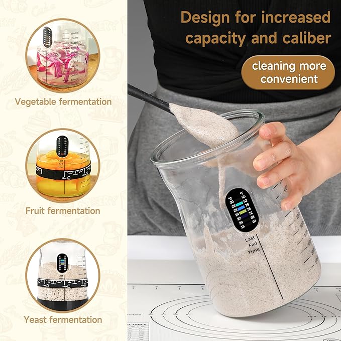 Sourdough Starter Kit -50 Oz Wide Bore and Large Capacity Sourdough Starter Jar,Thermometer, Feeding Band- Perfect Sourdough Bread Baking Supplies, Baking Gifts(2 Jar)