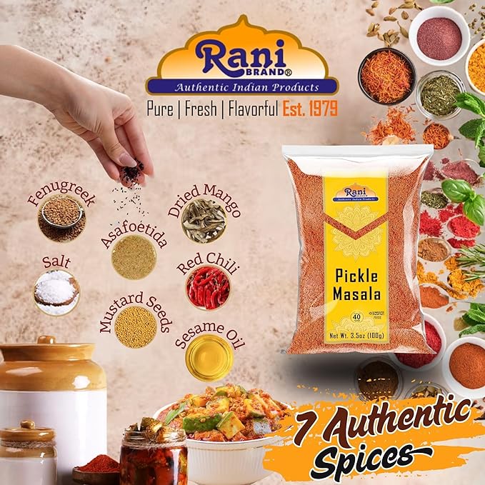 Rani Pickle (Achar) Masala Indian Spice Blend 3.5oz (100g) ~ All Natural | Vegan | Gluten Friendly | NON-GMO | No colors | Indian Origin