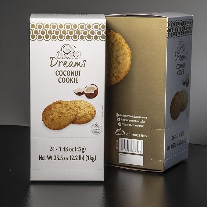 Coconut Cookie with Peanuts Cookie ??Macaroons, Healthy Snacks, Gluten-Free, Protein and Nutrient Packed ??DREAMS COCONUT ??Pack of 4 (x 1.48oz/42g), 5.92oz/ 168g