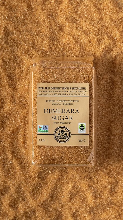 India Tree Demerara Sugar, 1.75 lb | Vegan, Non-GMO, Gluten-Free and Fair Trade Unrefined Cane Sugar with Rich Molasses & Crunchy Crystals from Mauritius