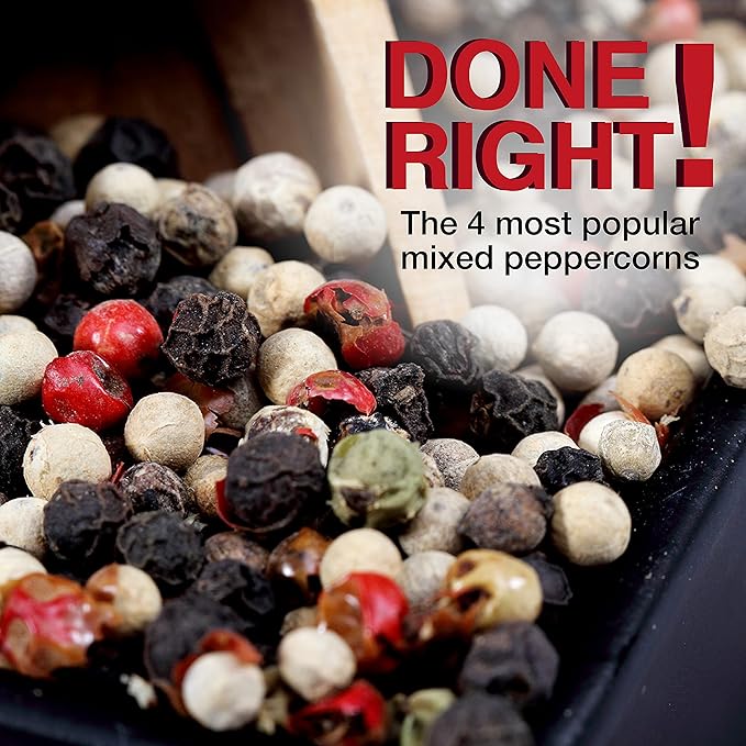 The Spice Lab Rainbow Peppercorns - Mixed Peppercorns Whole ??1 Pound Resealable Bag - Kings Peppercorn Medley - All Natural OU Kosher Gluten Free - Rainbow Peppercorns For Grinder Refill