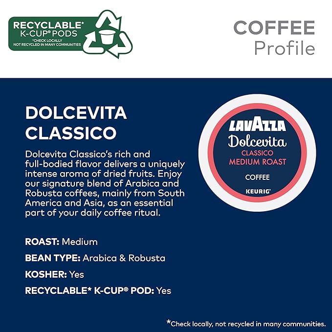 Lavazza Classico Single-Serve Coffee K-Cups for Keurig Brewer, 32 Count