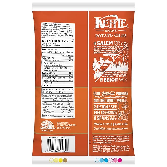 Kettle Brand Potato Chips, Backyard Barbeque, 2 Ounce Bag (Pack of 24)
