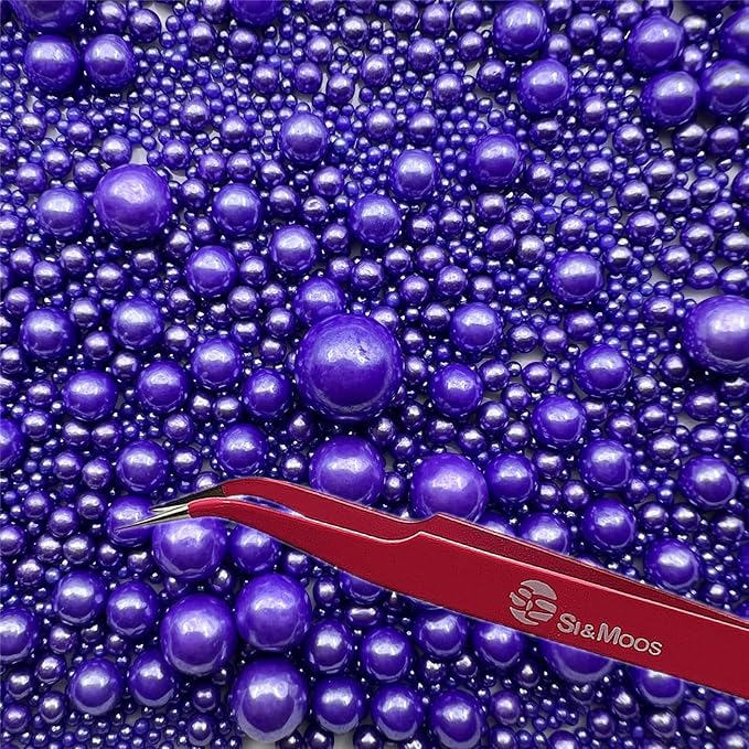 SE Si&Moos Purple Edible Pearls Purple Pearl Sprinkles for Cake Decorating Edible Cake Sugar Pearls Halloween Christmas Cookie Decorations Edible Cake Decorations for Cakes,Cupcakes Toppers 3.5 OZ with Tweezers