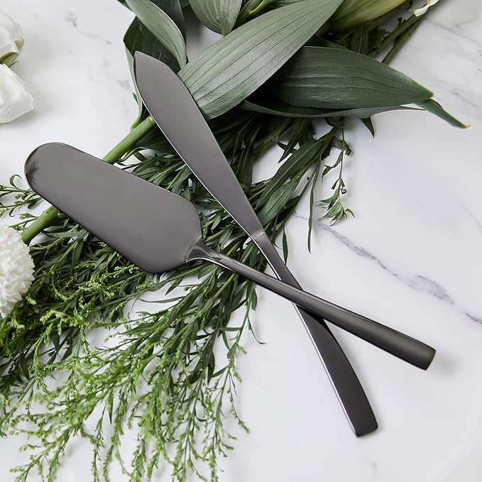 AW BRIDAL Black Wedding Knife and Cake Server Set, Cake Cutting Set for Wedding Pie Cutter Bridal Shower Anniversary Engagement Gifts for Couples