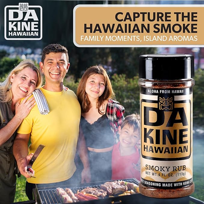 Da Kine Hawaiian Premium BBQ Dry Rub Seasoning - Authentic BBQ Seasoning Blend, Perfect Gourmet Rub Spices for Smoking, Grilling & Cooking - Gluten-Free, Low Sodium, No MSG - Smoky Flavor (4 oz - 1 Pack)