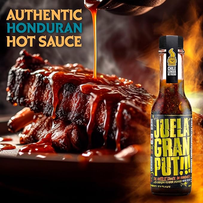 Chile Lengua de Fuego JuelaGranPut! Hot Sauce – 1 Bottle – Carolina Reaper, Smoked Garlic, and Scotch Bonnet – Extreme Heat, Small Batch, All-Natural Artisan Hot Sauce from Honduras