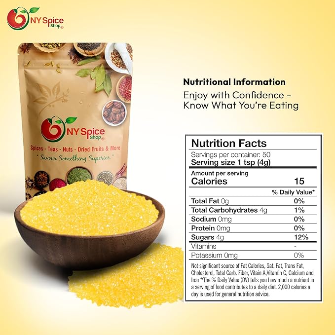 NY Spice Shop Yellow Sanding Sugar - 8 Ounce Sweet Colorful Edible Sprinkles For Candy Dish - Sugar Sprinkles For Cake Decorating Cookies Basket & Dishes