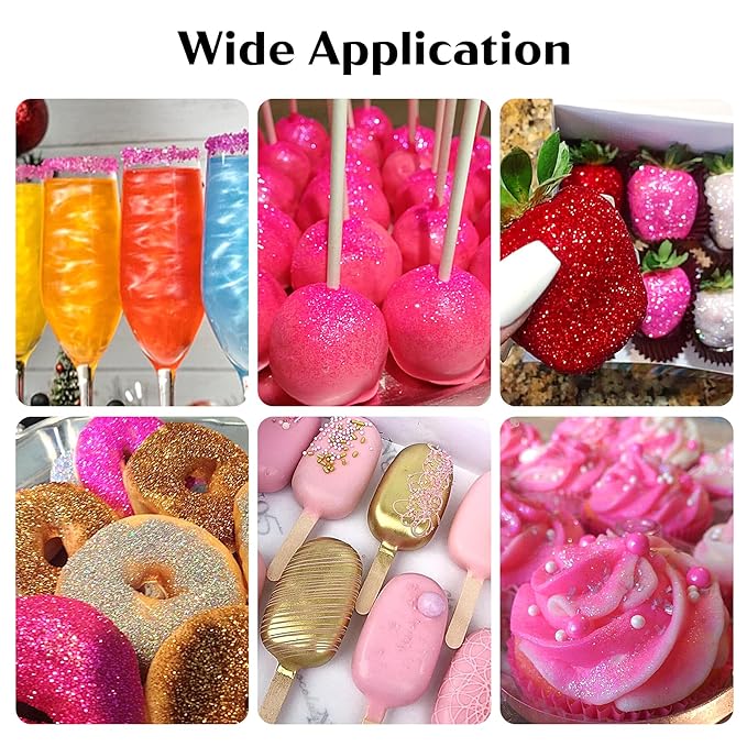 Edible Glitter for Drinks ??5 Colors Luster Dust, Food Grade Cocktail Shimmer Powder for Cakes, Beverages, Chocolate & Candy, 5g/Bottle