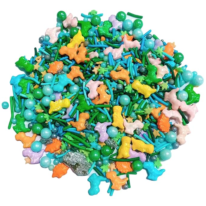 Sentovac Dinosaur Sprinkle Edible Cake Decorating Dinosaur Pearl Candy Mix Colorful Sprinkle for Cake Cupcake Topper Cookie Baking Decorations Party Birthday Supplies