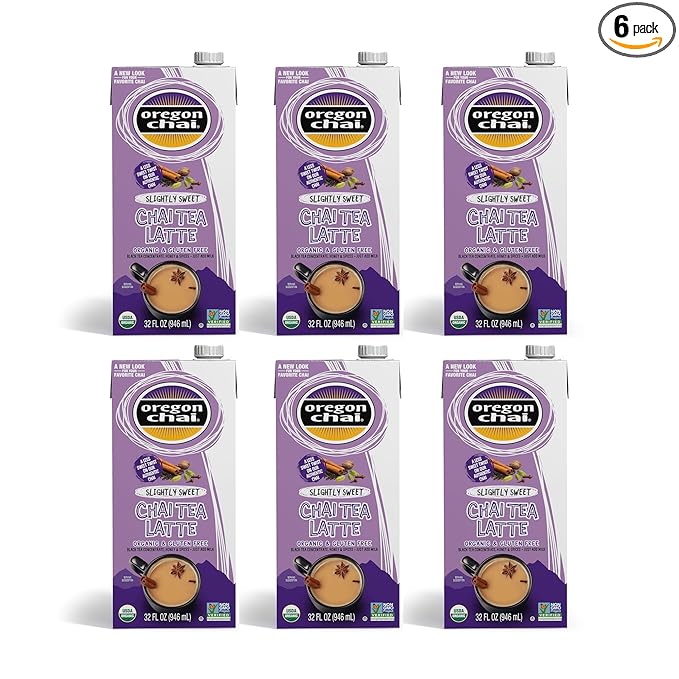Oregon Chai Slightly Sweet Chai Concentrate, 32 Fluid Ounce (Pack of 6)