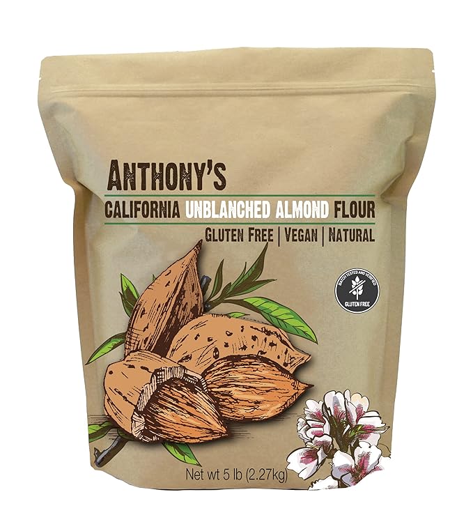Anthony's Almond Meal Flour, Unblanched, 5 lb, Gluten Free, Non GMO, Keto Friendly