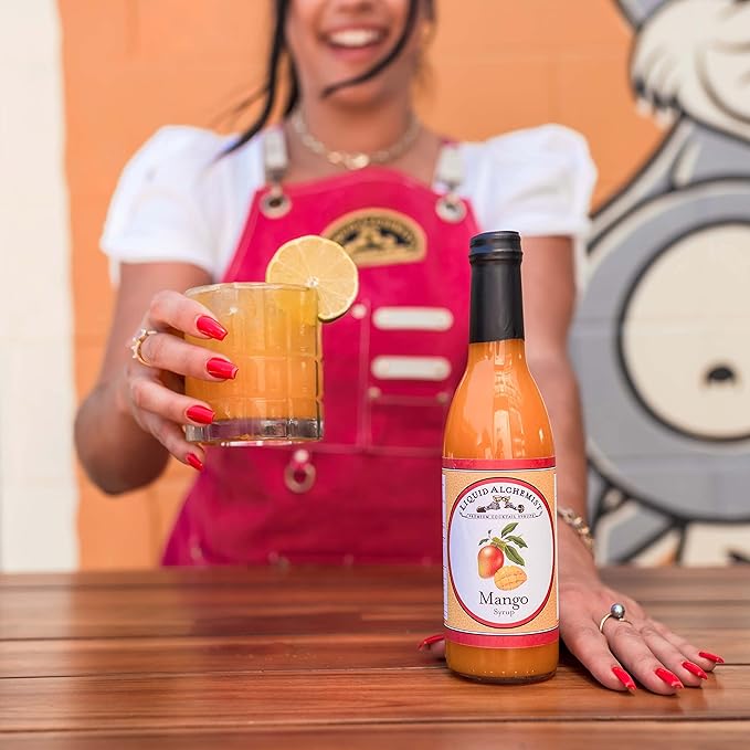 Liquid Alchemist Mango Syrup for Drinks - Real Ingredients Make our Mango Puree for Cocktails the Perfect Margarita Mix - Our Tropical Flavoring Syrup is Non-GMO & Vegan (12.7 oz)