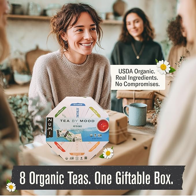 Numi Organic Tea By Mood Gift Set, 40 Tea Bag Assortment, Premium Organic Black, Pu-erh, Green, Mat챕, Rooibos & Herbal Teas