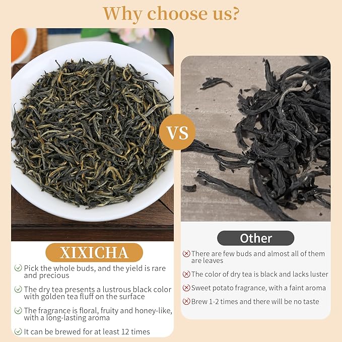 XIXICHA Black Tea Loose Leaf Jin Jun Mei Premium Golden Monkey Tea Chinese Authentic Wuyi Mountain Black Tea Golden Eyebrow Tea Nature Fruit And Honey Fragrance çº?Œ¶ ?¹级?‘骏??ä¸?›½?Ÿ夫??4.23oz /120g