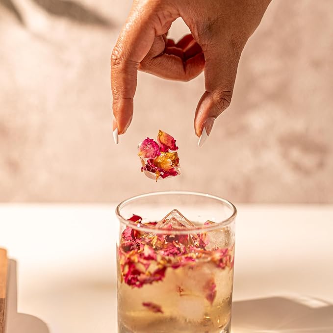 Dried Rose Petals - 100% Certified Organic - Herbs - Red Rose Petals for Loose Leaf Tea, Cocktails and Cakes - 4oz Resealable Bag - 1 Pack
