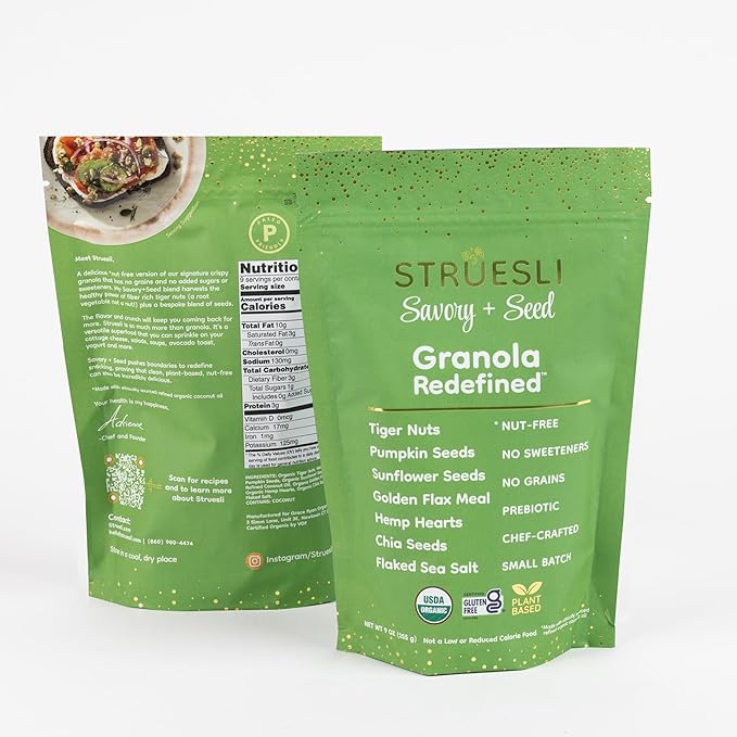 Struesli - Organic Savory + Seed Granola Redefined | No Added Sweeteners, No Grains | Keto & Paleo Friendly | Gluten-Free, Grain-Free | Healthy Adult Snack | High-Fiber, Nutrient-Rich, Satisfying Crunch
