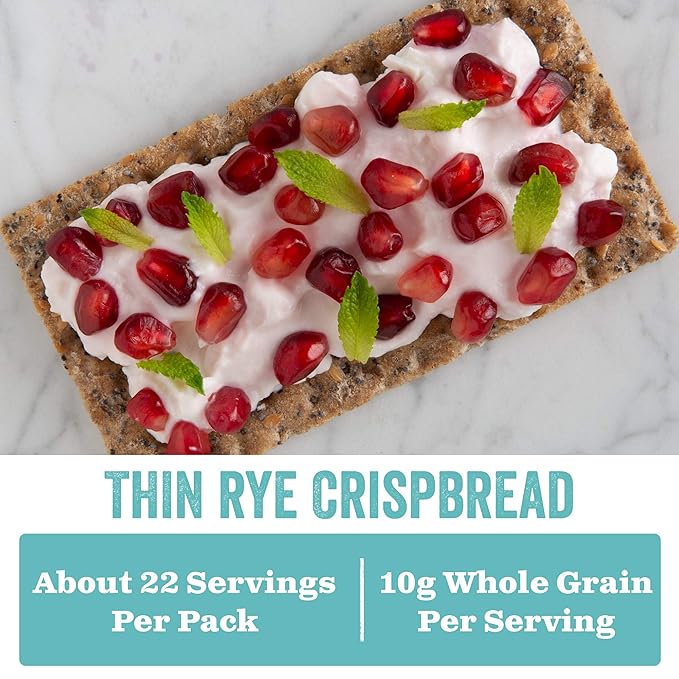 WASA Thin Rye Swedish Crispbread, 8.6 oz, Non-GMO Project Verified Rye Crackers, No Saturated Fat (0.5g Total Fat), 0g of Trans Fat, No Cholesterol, 100% Whole Grain (Pack of 12)