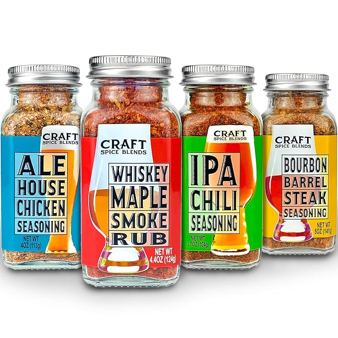 Craft Spice Blends Grilling Seasoning & Rub 4-Pack Gift Set - Top Shelf Spices Raising the Bar on Flavor - Spice Blends for Smoker, BBQ, Grill and More - Father's Day, Birthday, Anniversary - All Natural, Crafted in the USA