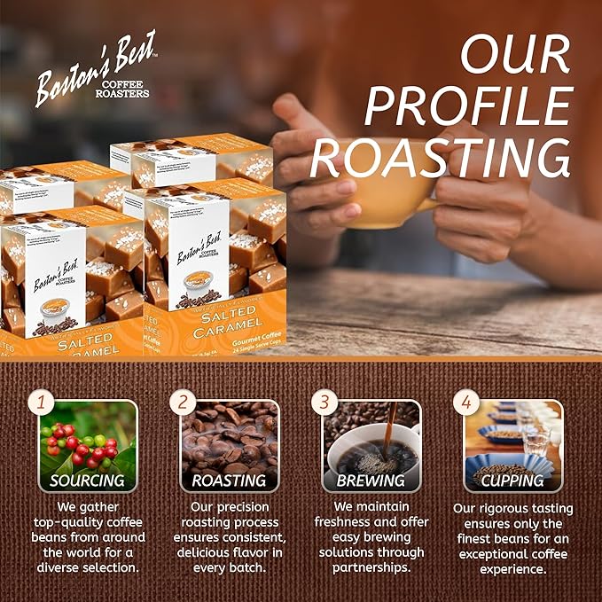 Boston’s Best - Salted Caramel Flavored Delicious Gourmet Coffee Compatible with Keurig Coffee Maker, 24 Count (Pack of 4)