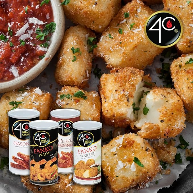 4C Premium Bread Crumbs, Whole Wheat Seasoned with Pecorino Romano Cheese 6 Pack, Flavorful Crispy Crunchy, Value Pack