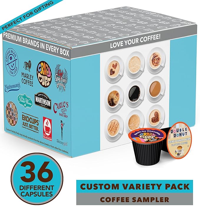 Crazy Cups Flavored Coffee Pods Variety Pack for Keurig K Cups Brewers, Assorted Flavored Coffee Sampler, 36 Count(Pack of 1)