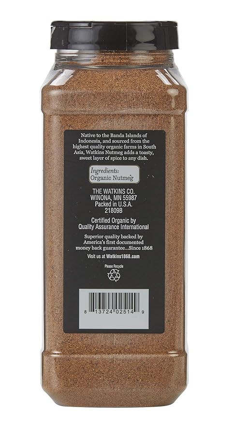Watkins Gourmet Spice, Organic Ground Nutmeg, Bulk Food Service Size, 17.5 oz (Pack of 1)