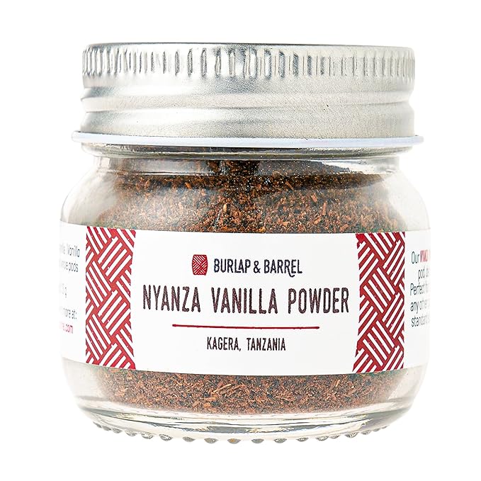Burlap & Barrel Nyanza Vanilla Powder ??Sweet, Classic Vanilla Flavor with Date-Tannin Aroma ??Suitable for Baking and Cooking ??As Seen On Shark Tank - 0.9oz Glass Jar