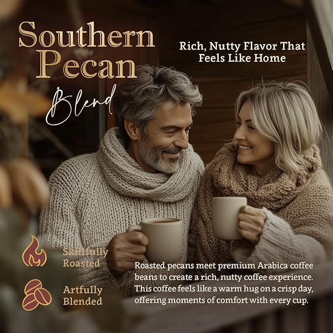 Southern Pecan Flavored Whole Bean Coffee ??Organic, Medium Roast, 100% Arabica, Single Origin ??Naturally Flavored ??by Coffea Flavor